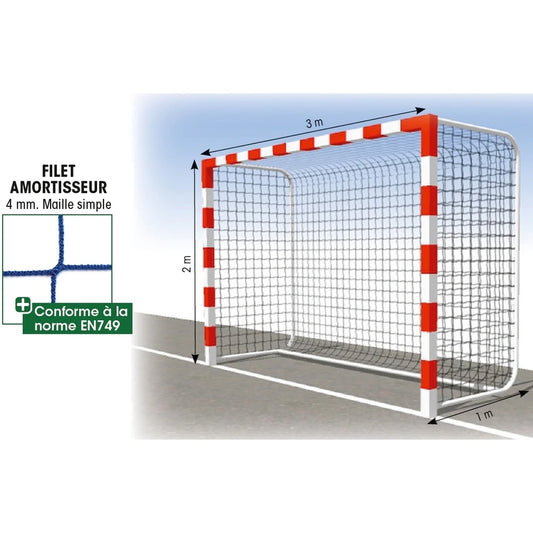 Filet handball amortisseur - dia. 4 mm - maille 100 mm - sans noeuds