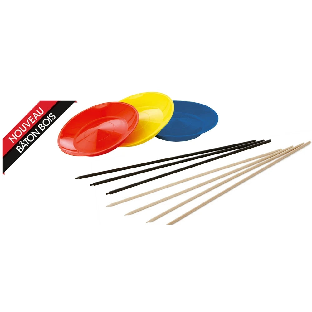 Assiette de jonglerie avec bâton en bois