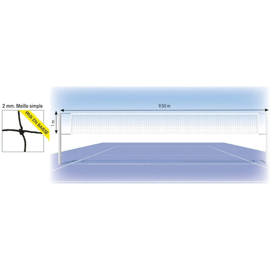 Filet volleyball - PE 2 mm - cable acier